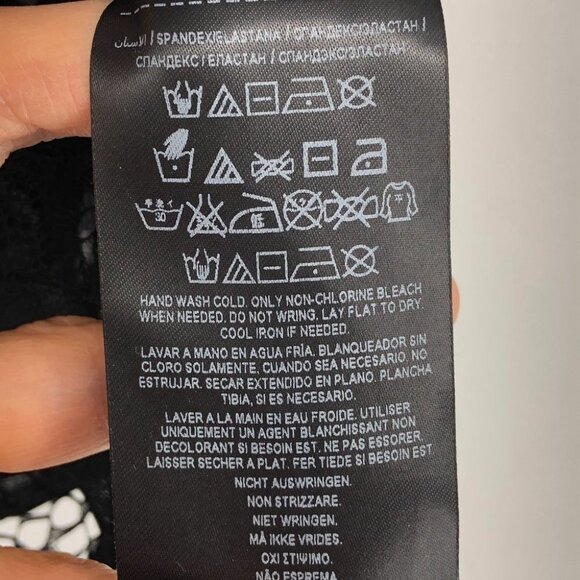 NWT Guess Black Lace Up Sheer Floral Lace Corset Bodysuit Mesh 1/4 Sleeve size S - Picture 8 of 16